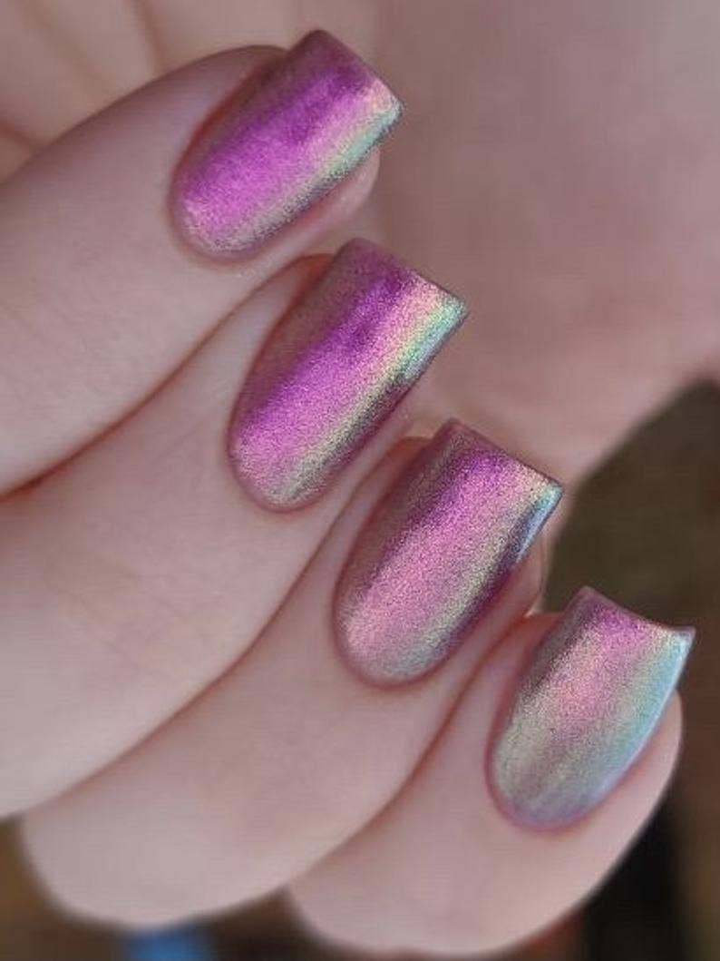 Prism Glow Multichrome Nail Polish - Aurora Rainbow Color-Shifting Shimmer
