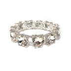 Clear heart crystal bead stretch bracelet with silver-tone settings