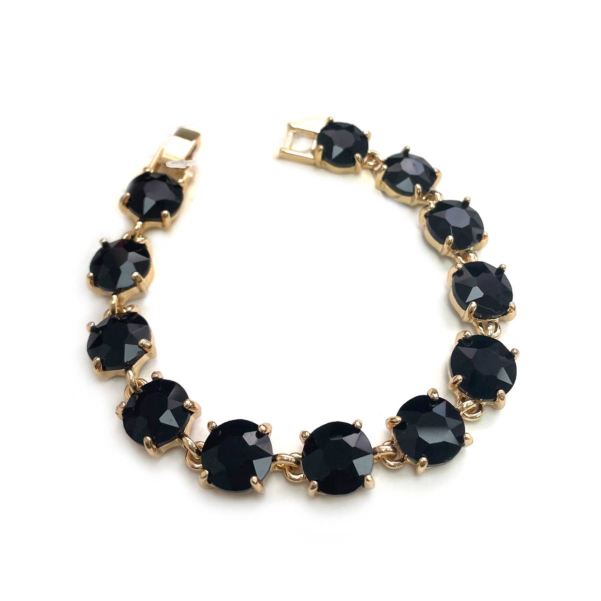 Round Cushion Cut Crystal Glass Linked Bracelet