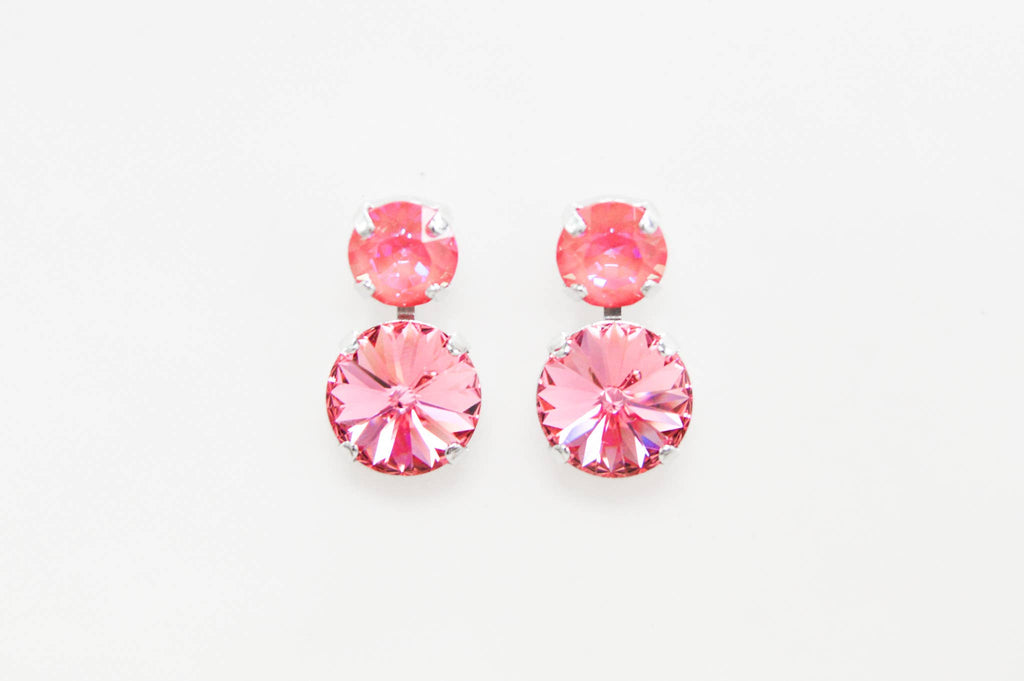 Sailors Delight Pink Swarovski Crystal Stacked Earrings