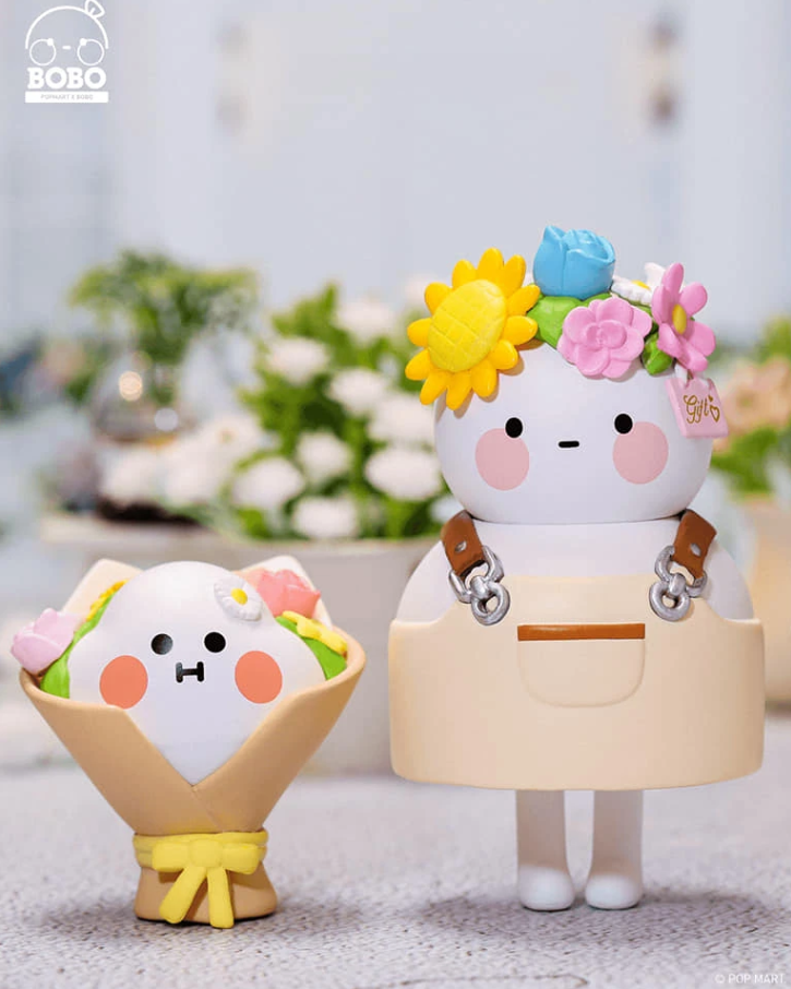 BOBO & COCO flower shop mini figure with potted bouquet cart and character