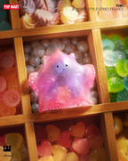 POP MART YUKI Kompeito collectible figure, pink and purple translucent starry character