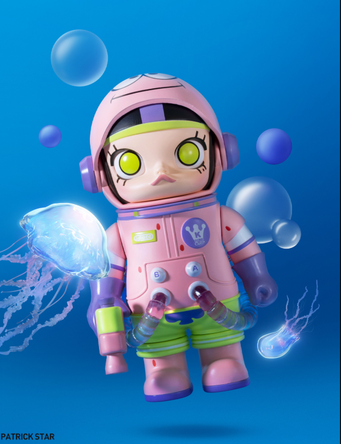 Patrick Star astronaut Space Molly figure with helmet, suit, and green glowing accents