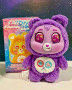 Purple vinyl plush bear keychain, big eyes and heart-shaped nose