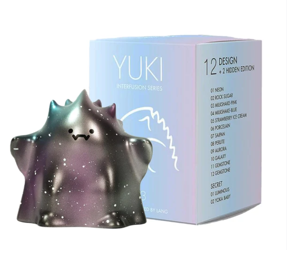 POP MART YUKI Interfusion Series figure with dark galaxy finish and matching box