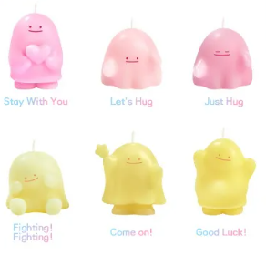 Assorted pastel character-shaped scented candle blind box figures, multiple designs