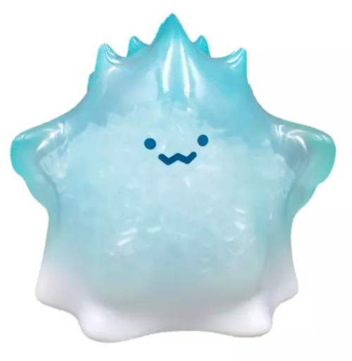 POP MART YUKI Interfusion Series figure, translucent light-blue with dot eyes smile