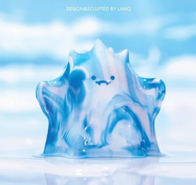 POP MART YUKI Interfusion Series figure in translucent blue with dripping style